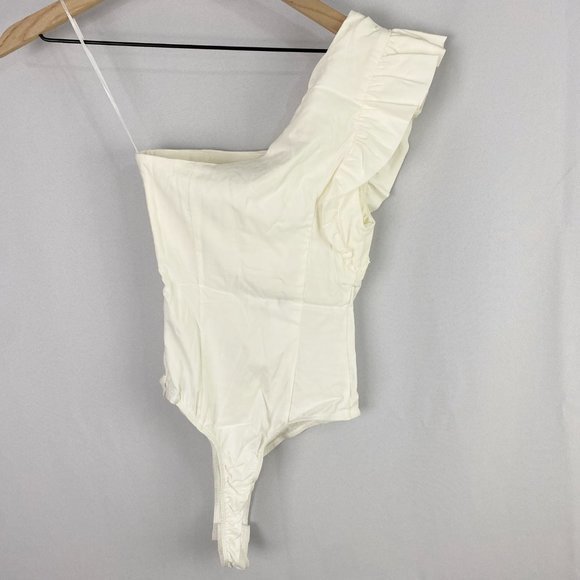 ASTR The Label Sweet Summer Ruffled One Shoulder Bodysuit White - Picture 10 of 10